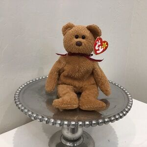 🧸 TY  “Curly” Beanie BabyBear — DOB 04/12/1996 • Vintage Plush Gift